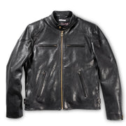 Black Cafe Racer Leather Jacket
