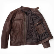 Brown Cafe Racer Leather Jacket