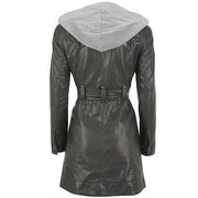 Leather Coat with Hood for Women