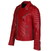Red Leather Jacket Men Quilted