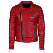 Red Leather Jacket Men Quilted