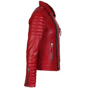 Red Leather Jacket Men Quilted