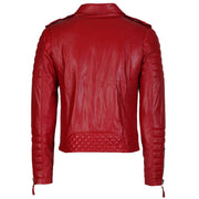 Red Leather Jacket Men Quilted
