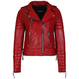 Red Leather Jacket for Women