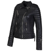 Quilted Black Leather Jacket Womens
