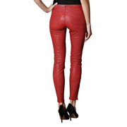 Red Leather Pants For Ladies