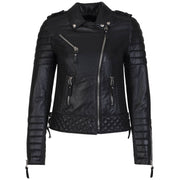 Quilted Black Leather Jacket Womens