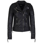 Quilted Black Leather Jacket Womens