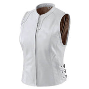 Classic Leather Motorcycle Vest for Women