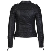 Quilted Black Leather Jacket Womens