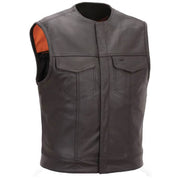 Leather Motorcycle Vest for Men