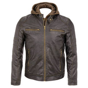 Hooded Leather Jacket for Men
