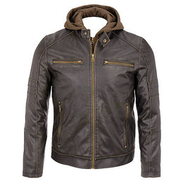 Hooded Leather Jacket for Men