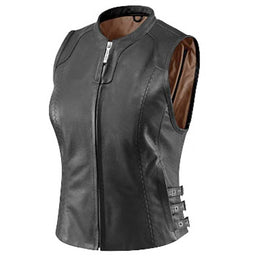 Classic Leather Motorcycle Vest for Women