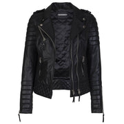 Quilted Black Leather Jacket Womens