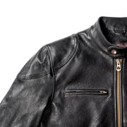 Black Cafe Racer Leather Jacket