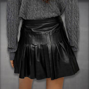 Pleated Leather Skirt