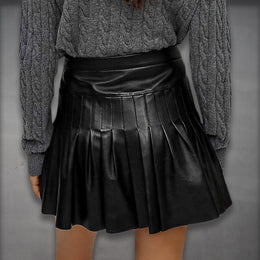 Pleated Leather Skirt