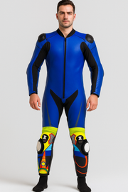 Men’s Professional Motorbike Racing Suit – Blue/Black with Neon Accents