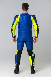 Men’s Professional Motorbike Racing Suit – Blue/Black with Neon Accents