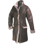 Long Winter Women's Coat Leather With Fur