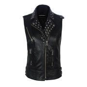 Leather Studded Vest Biker Ladies
