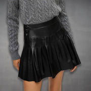 Pleated Leather Skirt