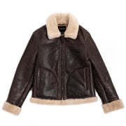 Shearling Jacket Aviator Women Brown