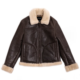 Shearling Jacket Aviator Women Brown