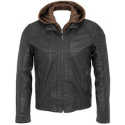 Leather Hooded Jacket for Men