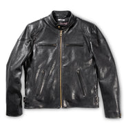 Black Cafe Racer Leather Jacket