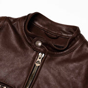Brown Cafe Racer Leather Jacket