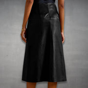 Leather Midi Skirt Black