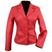 Red Leather Blazer Women’s 3 Button
