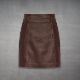 Brown Leather Mini Skirt