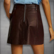 Brown Leather Mini Skirt