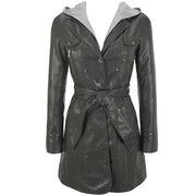 Leather Coat with Hood for Women