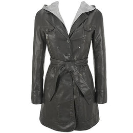 Leather Coat with Hood for Women